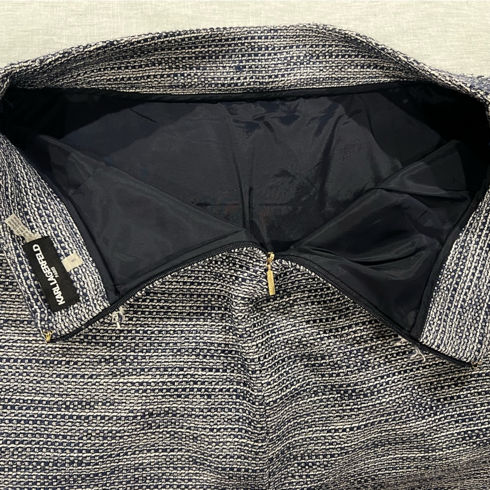 Karl Lagerfeld Pencil Skirt Womens 8
Blue Tweed Woven Fringe - Picture 5 of 10
